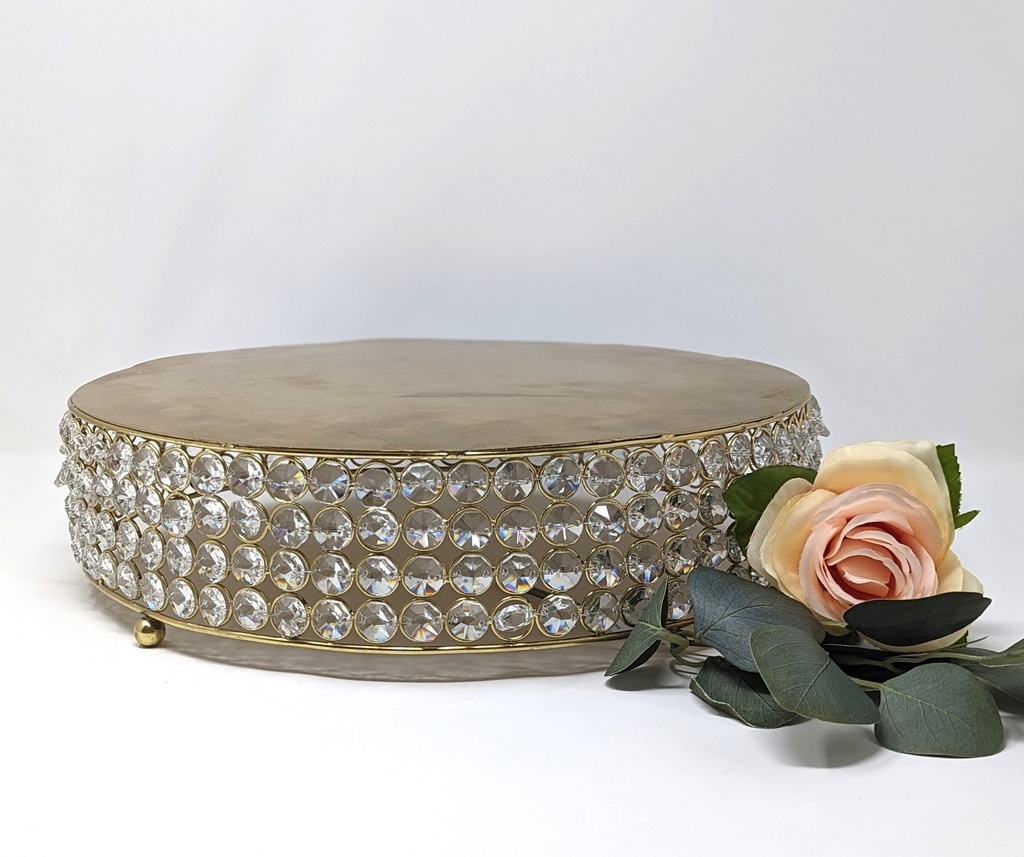 Cake Stand Gold with Crystal Beads